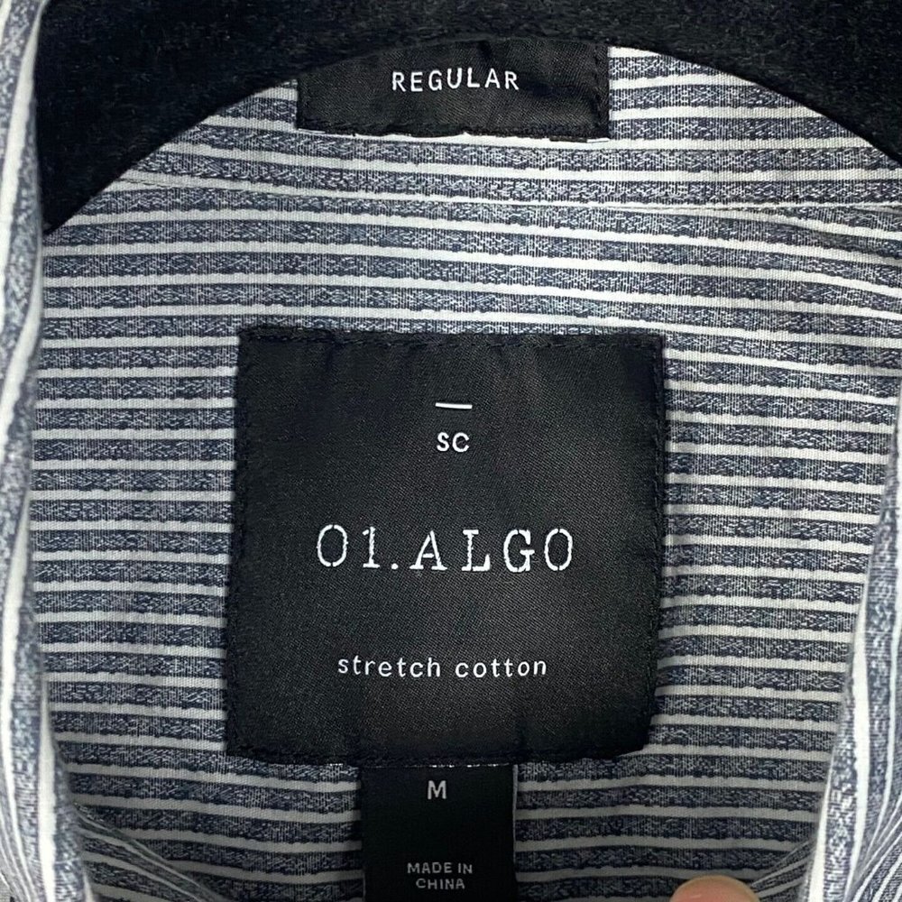 01.Algo Mens Medium Regular Fit Button Up Shirt G… - image 4